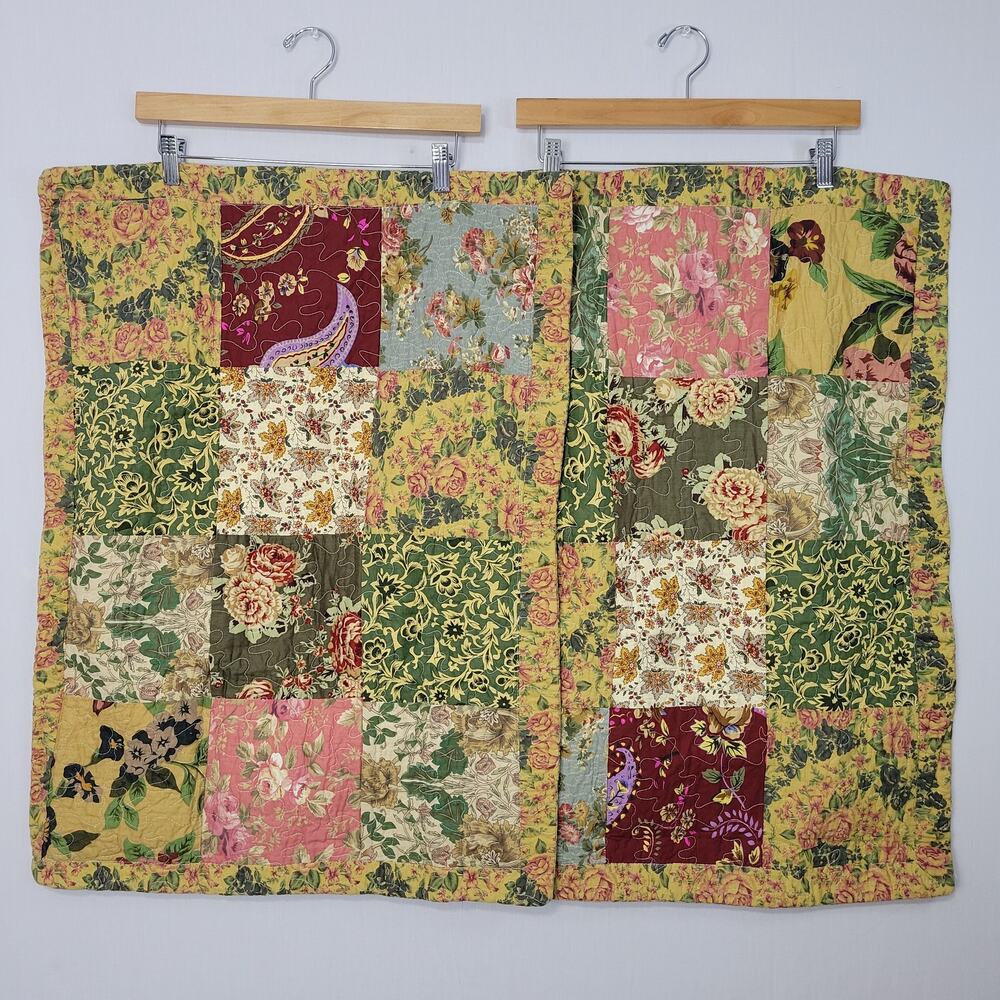 Pair of Greenland Home Fashions Antique Chic Patchwork Pillow Shams Cottagecore - Picture 1 of 7